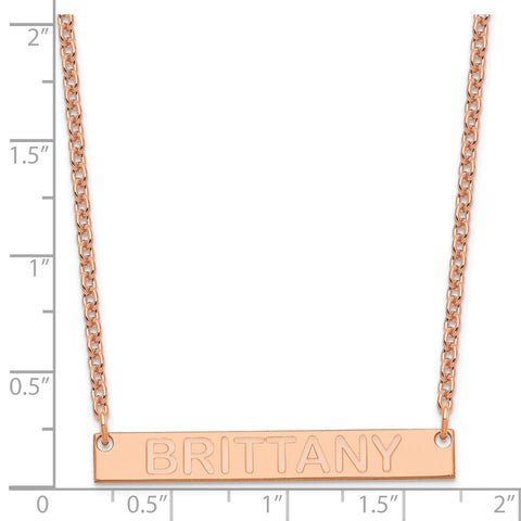 SS/Rose-plated Medium Polished Capitalized Arial Rounded Bar Necklace-WBC-XNA644RP