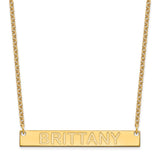 SS/Gold-plated Large Polished Capitalized Arial Rounded Bar Necklace-WBC-XNA645GP