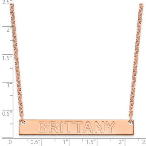 SS/Rose-plated Large Polished Capitalized Arial Rounded Bar Necklace-WBC-XNA645RP