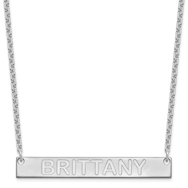 SS/Rhod-pltd Large Polished Capitalized Arial Rounded Bar Necklace-WBC-XNA645SS