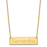 Sterling Silver/Gold-plated Small Polished Name Bar Necklace-WBC-XNA647GP