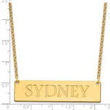 Sterling Silver/Gold-plated Large Polished Name Bar Necklace-WBC-XNA648GP