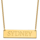 Sterling Silver/Gold-plated Large Polished Name Bar Necklace-WBC-XNA648GP