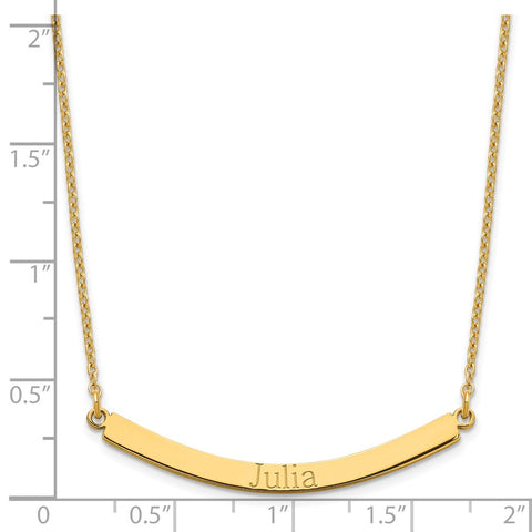 Sterling Silver/Gold-plated Recessed Letter Curved Bar Necklace-WBC-XNA649GP
