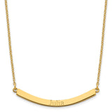 Sterling Silver/Gold-plated Recessed Letter Curved Bar Necklace-WBC-XNA649GP