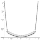 Sterling Silver/Rhodium-plated Recessed Letter Curved Bar Necklace-WBC-XNA649SS