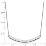 14K White Gold Recessed Letters Curved Bar Necklace-WBC-XNA649W