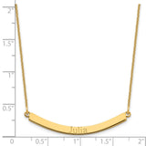 14K Recessed Letters Curved Name Bar Necklace-WBC-XNA649Y