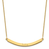 14K Recessed Letters Curved Name Bar Necklace-WBC-XNA649Y