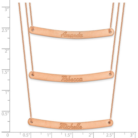 14K Rose Gold Brushed 3 Chain 3 Bar Necklace-WBC-XNA653R