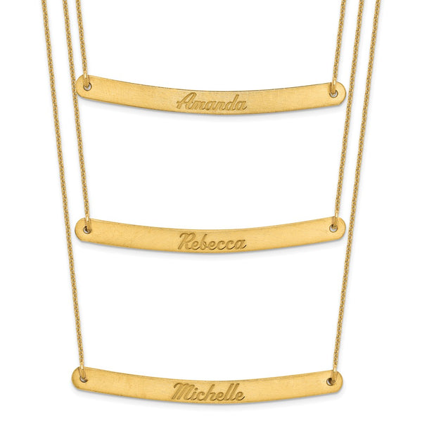 14K Brushed 3 Chain 3 Bar Necklace-WBC-XNA653Y