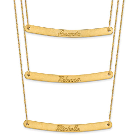 14K Brushed 3 Chain 3 Bar Necklace-WBC-XNA653Y