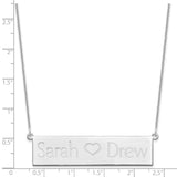 14KW Brushed 2 Names with Heart Bar Necklace-WBC-XNA657W