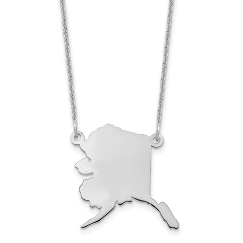 14KW Alaska State Necklace-WBC-XNA706W-AK