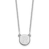 10kw Tiny Circle Block Initial Letter R Necklace-WBC-10XNA722W/R