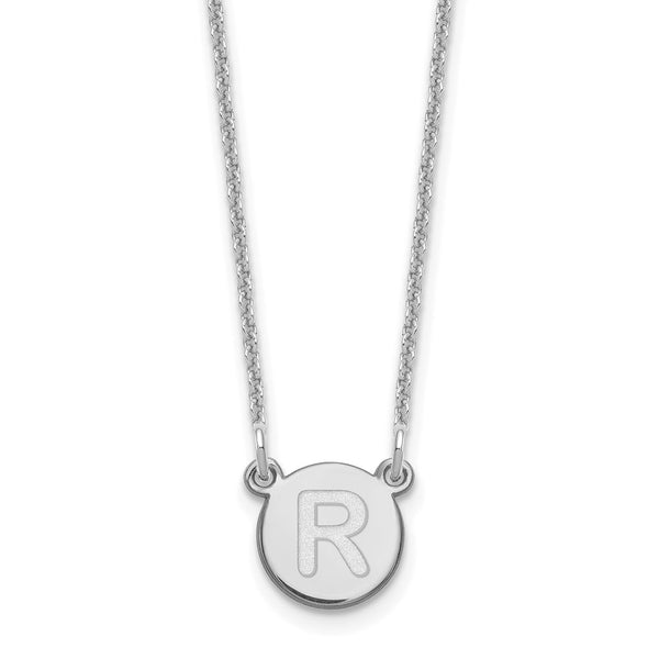 10kw Tiny Circle Block Initial Letter R Necklace-WBC-10XNA722W/R