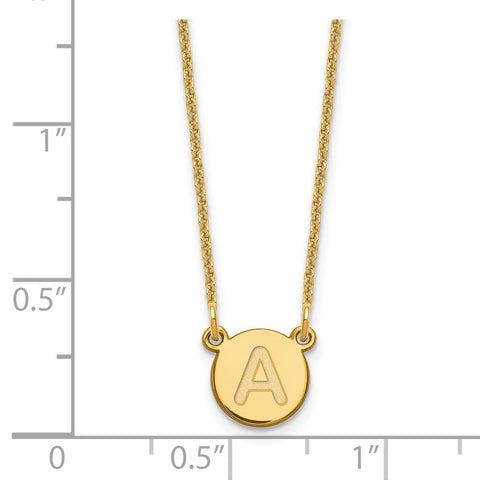 14k Tiny Circle Block Letter A Initial Necklace-WBC-XNA722Y/A