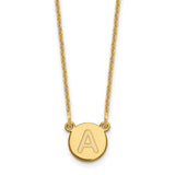 14k Tiny Circle Block Letter A Initial Necklace-WBC-XNA722Y/A