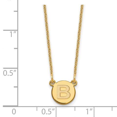 14k Tiny Circle Block Letter B Initial Necklace-WBC-XNA722Y/B