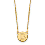 14k Tiny Circle Block Letter B Initial Necklace-WBC-XNA722Y/B