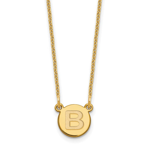 14k Tiny Circle Block Letter B Initial Necklace-WBC-XNA722Y/B