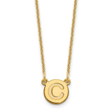 14k Tiny Circle Block Letter C Initial Necklace-WBC-XNA722Y/C