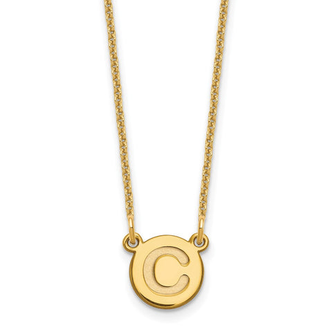 14k Tiny Circle Block Letter C Initial Necklace-WBC-XNA722Y/C