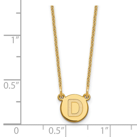 14k Tiny Circle Block Letter D Initial Necklace-WBC-XNA722Y/D