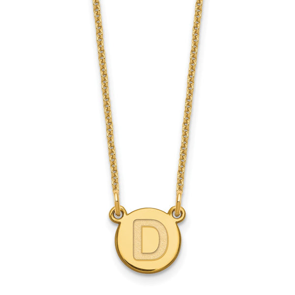 14k Tiny Circle Block Letter D Initial Necklace-WBC-XNA722Y/D