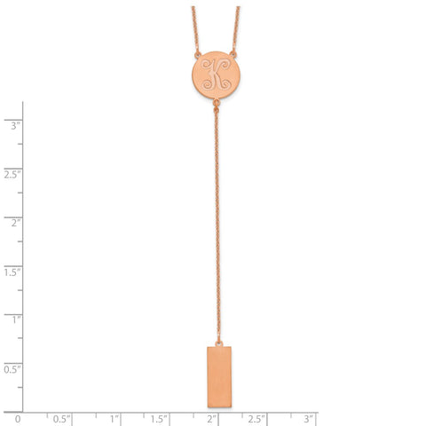 14K Rose Gold Brushed Y-Drop Initial Necklace-WBC-XNA724R