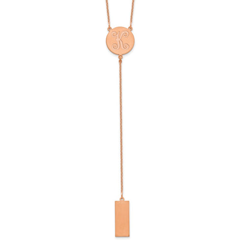 14K Rose Gold Brushed Y-Drop Initial Necklace-WBC-XNA724R