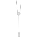 14KW Brushed Y-Drop Initial Necklace-WBC-XNA724W