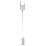 14KW Brushed Y-Drop Initial Necklace-WBC-XNA724W