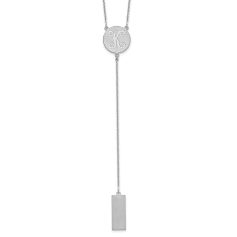 14KW Brushed Y-Drop Initial Necklace-WBC-XNA724W