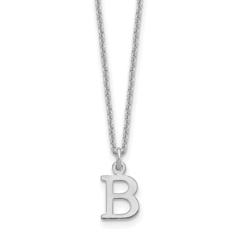 14KW Cutout Letter B Initial Necklace-WBC-XNA727W/B