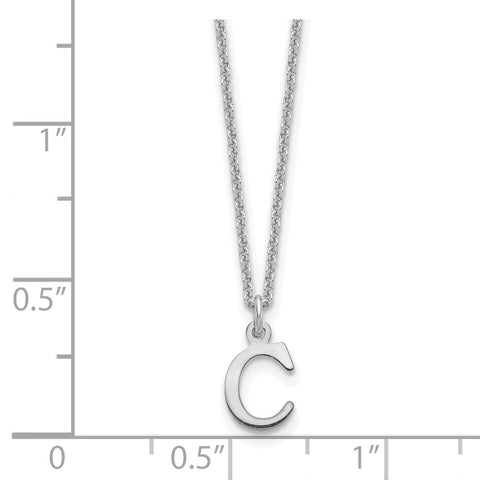 14KW Cutout Letter C Initial Necklace-WBC-XNA727W/C