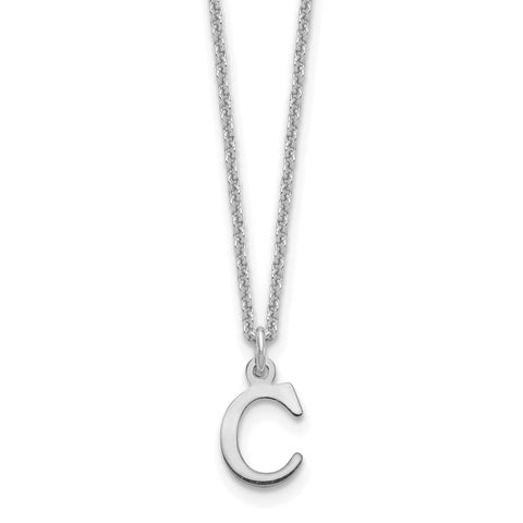 14KW Cutout Letter C Initial Necklace-WBC-XNA727W/C