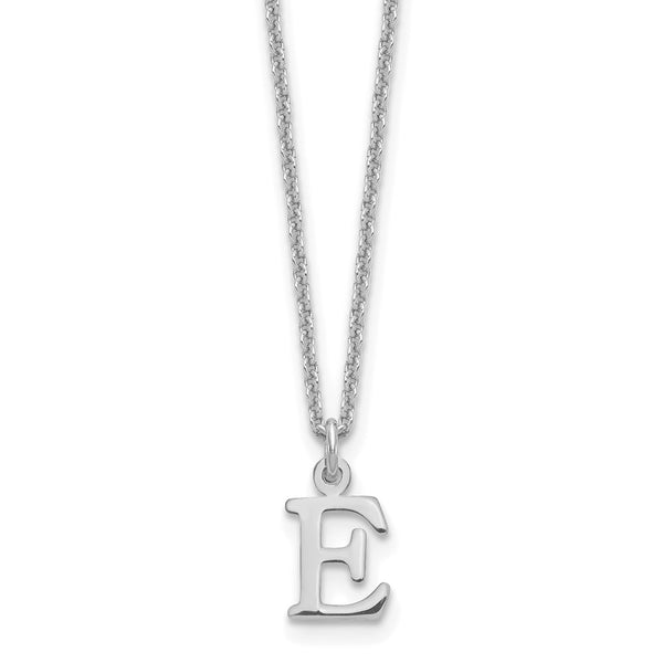 14KW Cutout Letter E Initial Necklace-WBC-XNA727W/E