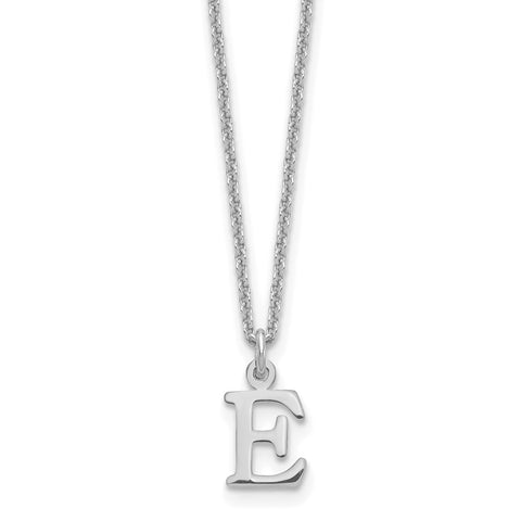 14KW Cutout Letter E Initial Necklace-WBC-XNA727W/E