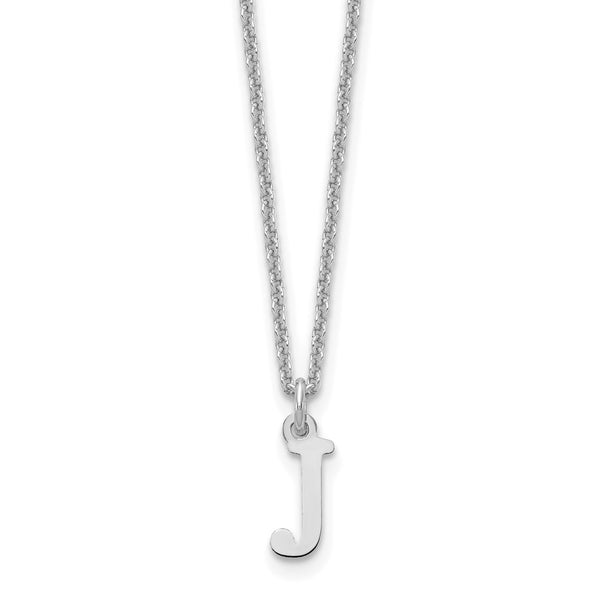 14KW Cutout Letter J Initial Necklace-WBC-XNA727W/J