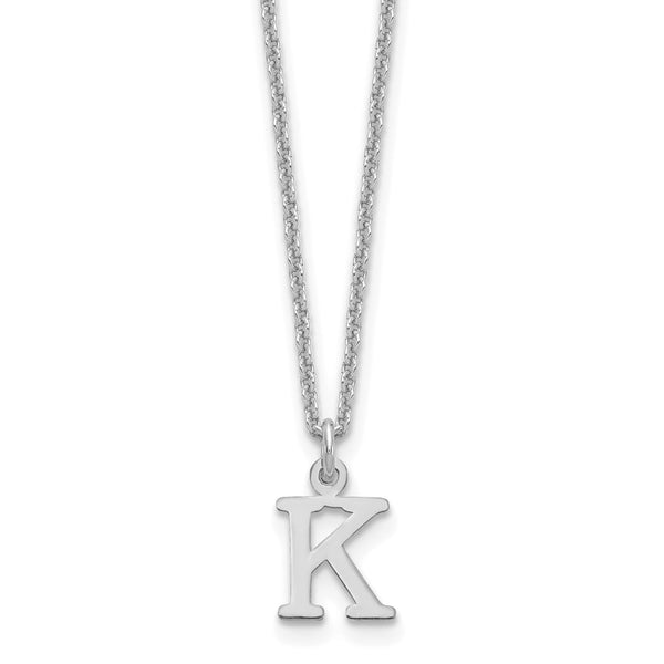 14KW Cutout Letter K Initial Necklace-WBC-XNA727W/K