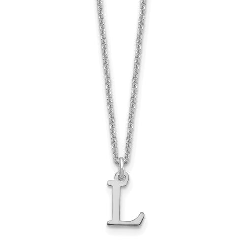 14KW Cutout Letter L Initial Necklace-WBC-XNA727W/L