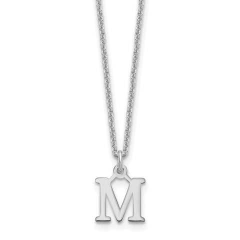 14KW Cutout Letter M Initial Necklace-WBC-XNA727W/M