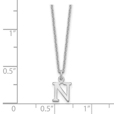 14KW Cutout Letter N Initial Necklace-WBC-XNA727W/N