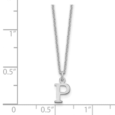 14KW Cutout Letter P Initial Necklace-WBC-XNA727W/P