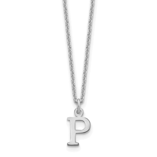 14KW Cutout Letter P Initial Necklace-WBC-XNA727W/P