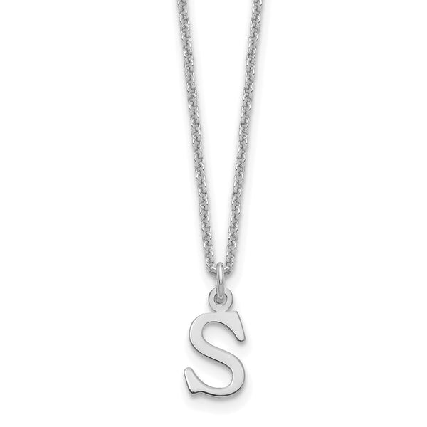 14KW Cutout Letter S Initial Necklace-WBC-XNA727W/S