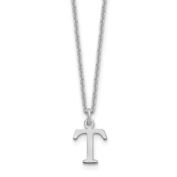 14KW Cutout Letter T Initial Necklace-WBC-XNA727W/T