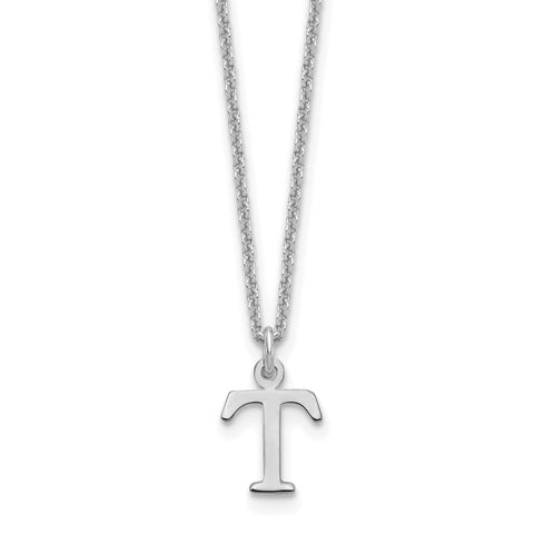 14KW Cutout Letter T Initial Necklace-WBC-XNA727W/T