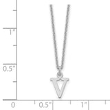 14KW Cutout Letter V Initial Necklace-WBC-XNA727W/V